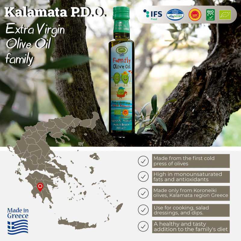 Греческое органическое оливковое масло Extra Virgin Family Premium PDO Kalamata - Korvel Mediterranean Quality Products