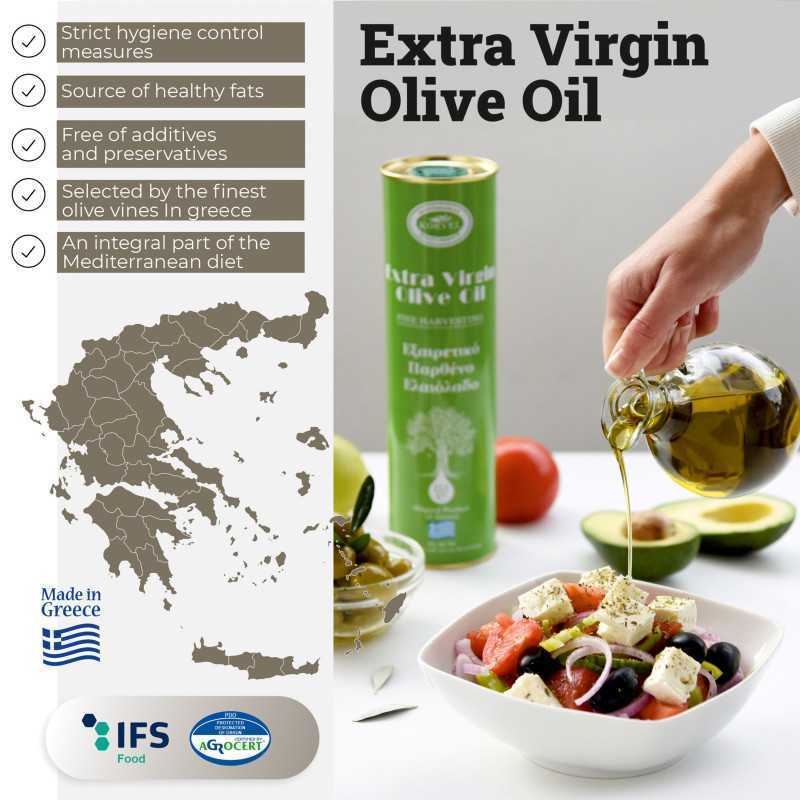 KORVEL MEDITERRANEAN QUALITY PRODUCTS>Grecka oliwa z oliwek Extra Virgin, KORVEL, metalowa puszka, 1 L>Oliwa z oliwek extra virgin