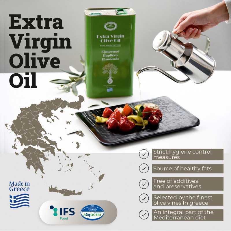 KORVEL MEDITERRANEAN QUALITY PRODUCTS>Grecka oliwa z oliwek Extra Virgin, KORVEL, metalowa puszka, 3 L>Oliwa z oliwek extra virgin