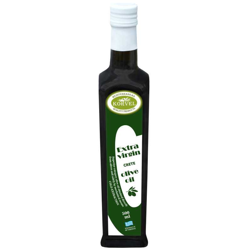 Greek Extra Virgin Olive Oil from Crete, KORVEL, glass bottle Danae, 16.9 FL OZ