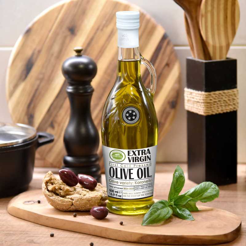 KORVEL MEDITERRANEAN QUALITY PRODUCTS>Görög extra szűz olívaolaj, KORVEL, Amphora, 500 ml>Extra szűz olívaolaj