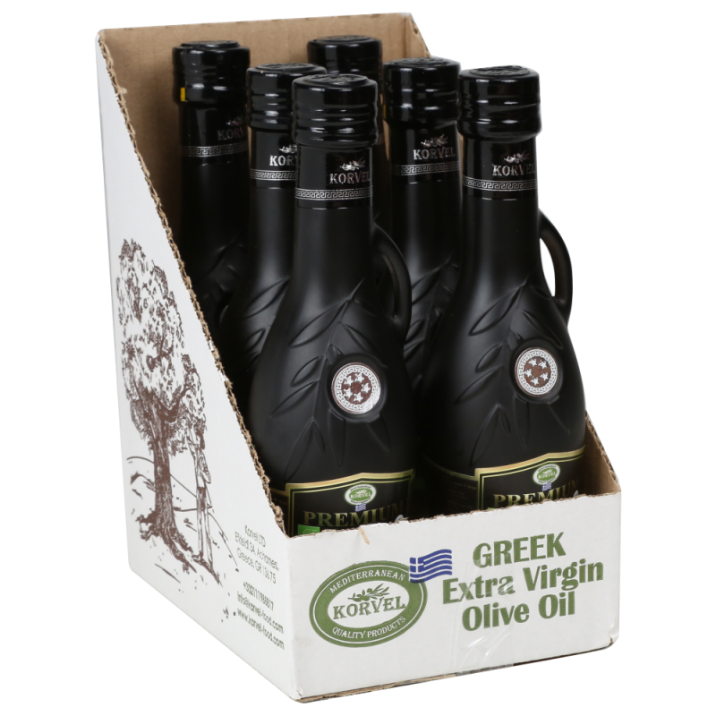 KORVEL MEDITERRANEAN QUALITY PRODUCTS>Grecka organiczna oliwa z oliwek z pierwszego tłoczenia Premium PDO Kalamata, KORVEL, czarna amfora, 250 ml>BIO Oliwa z oliwek extra virgin (organiczna)