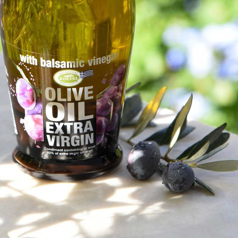KORVEL EVOO with Balsamic Vinegar – Amphora Glass Bottle 8.45 fl oz