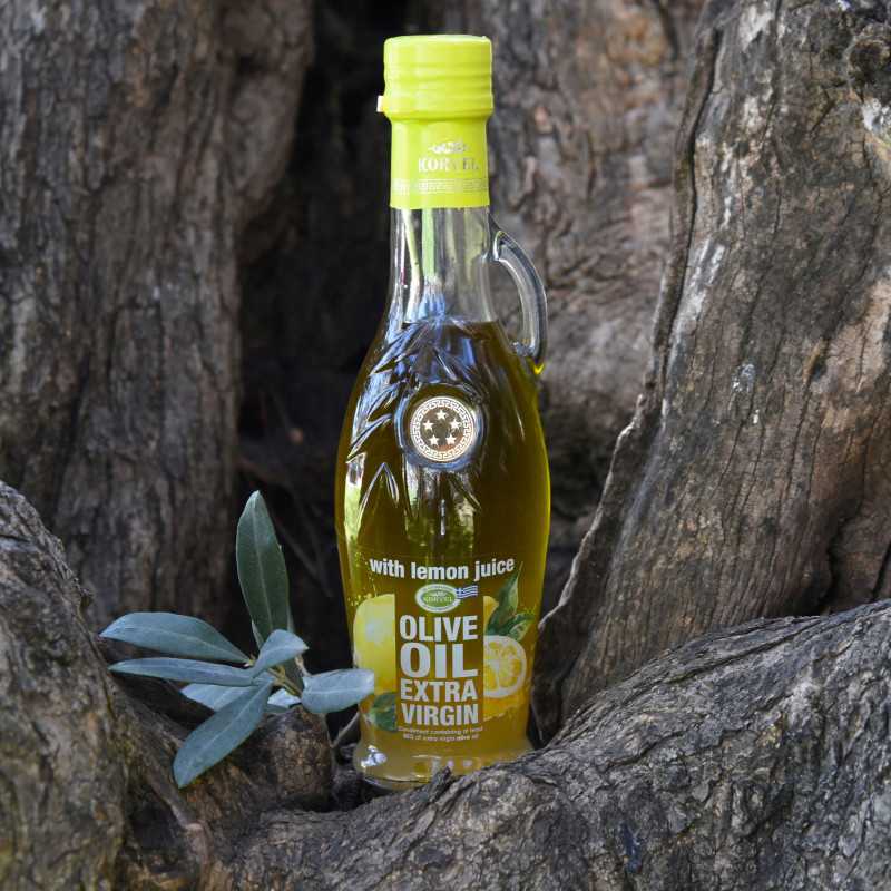 Aceite de Oliva Virgen Extra Korvel con Limón – Botella de Cristal Ánfora 250 ml