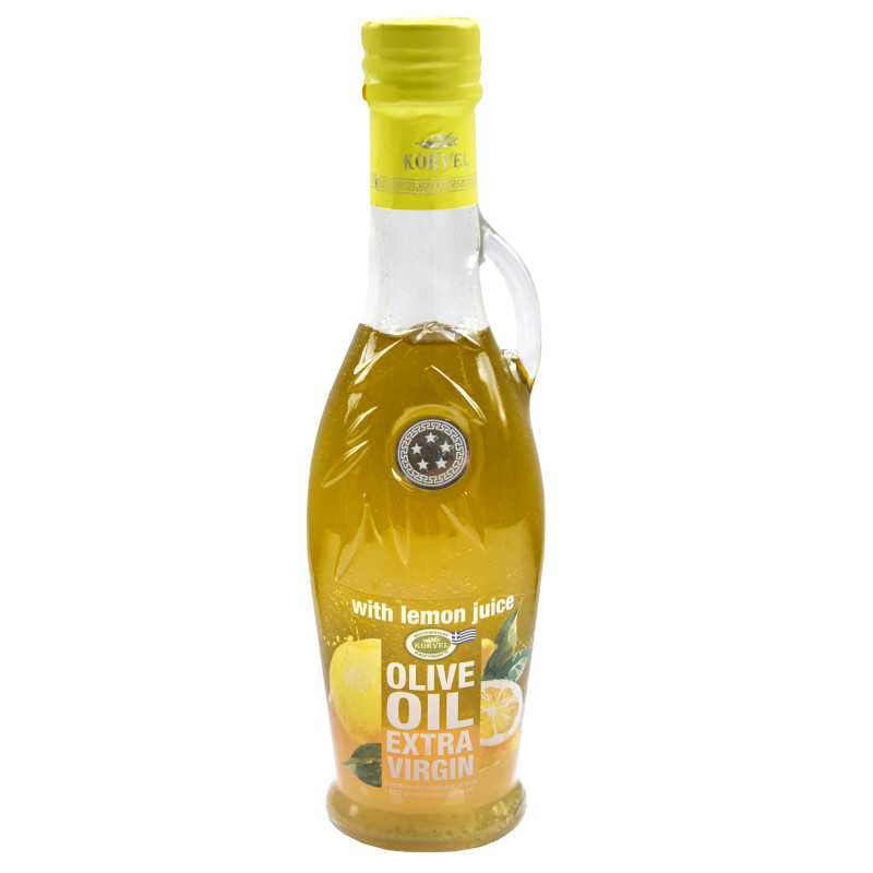 KORVEL EVOO with Lemon Juice – Amphora Glass Bottle 8.45 fl oz
