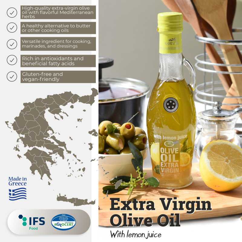 KORVEL EVOO with Lemon Juice – Amphora Glass Bottle 8.45 fl oz