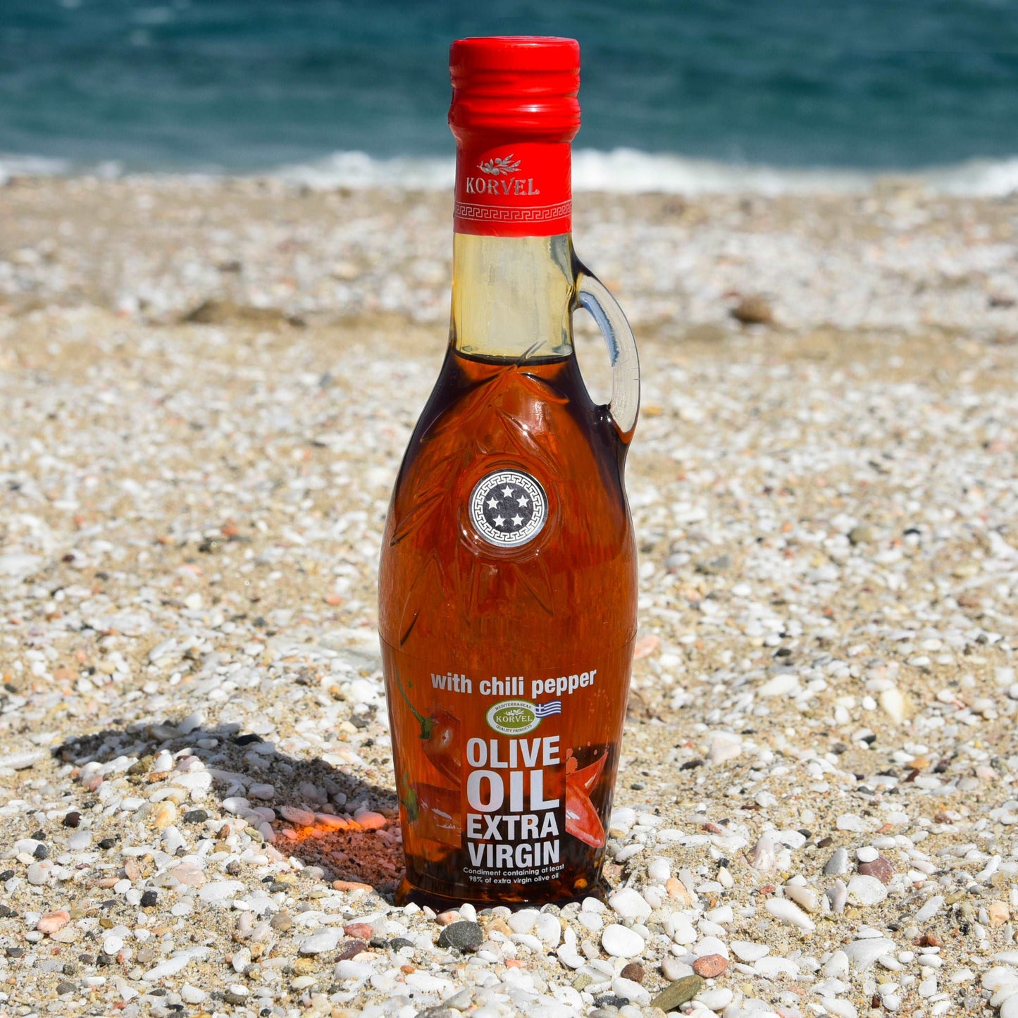 KORVEL Greek Extra Virgin Olive oil, 250 ml with Chili
