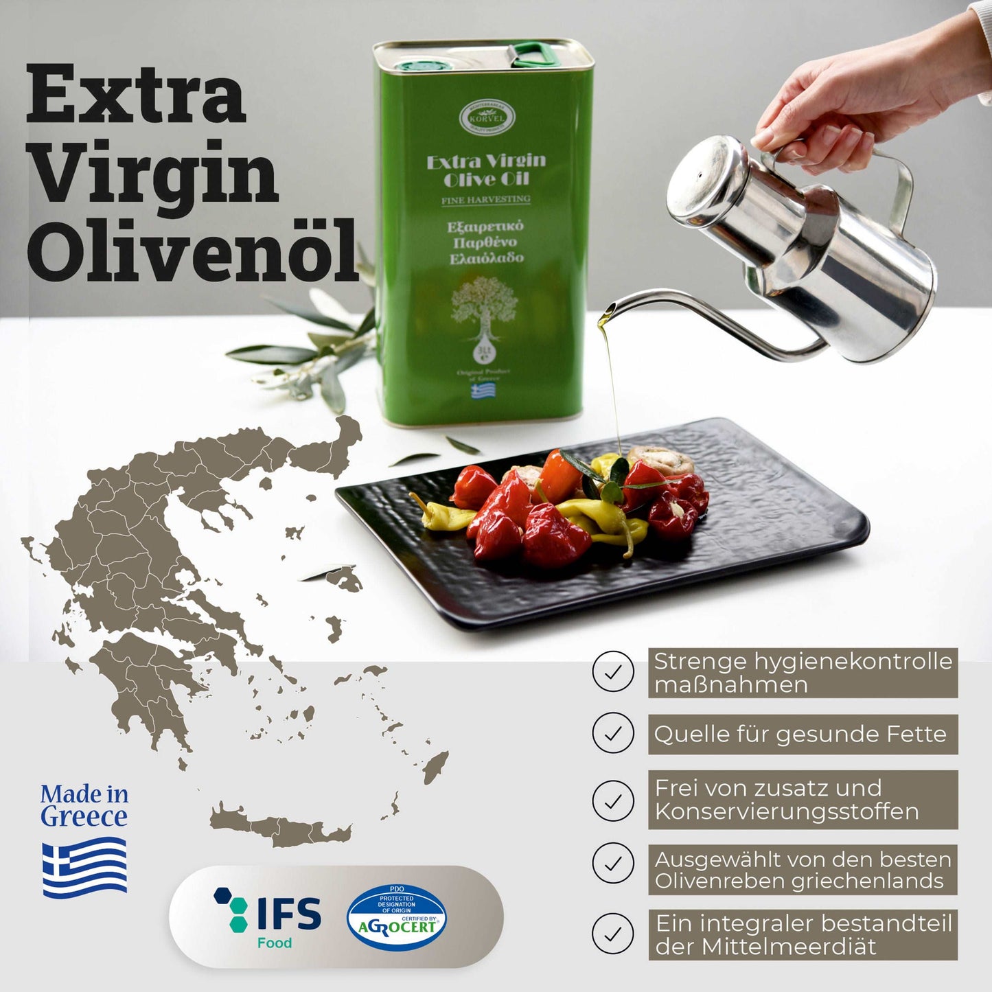 KORVEL Greek Extra Virgin Olive Oil 101.4 FL OZ