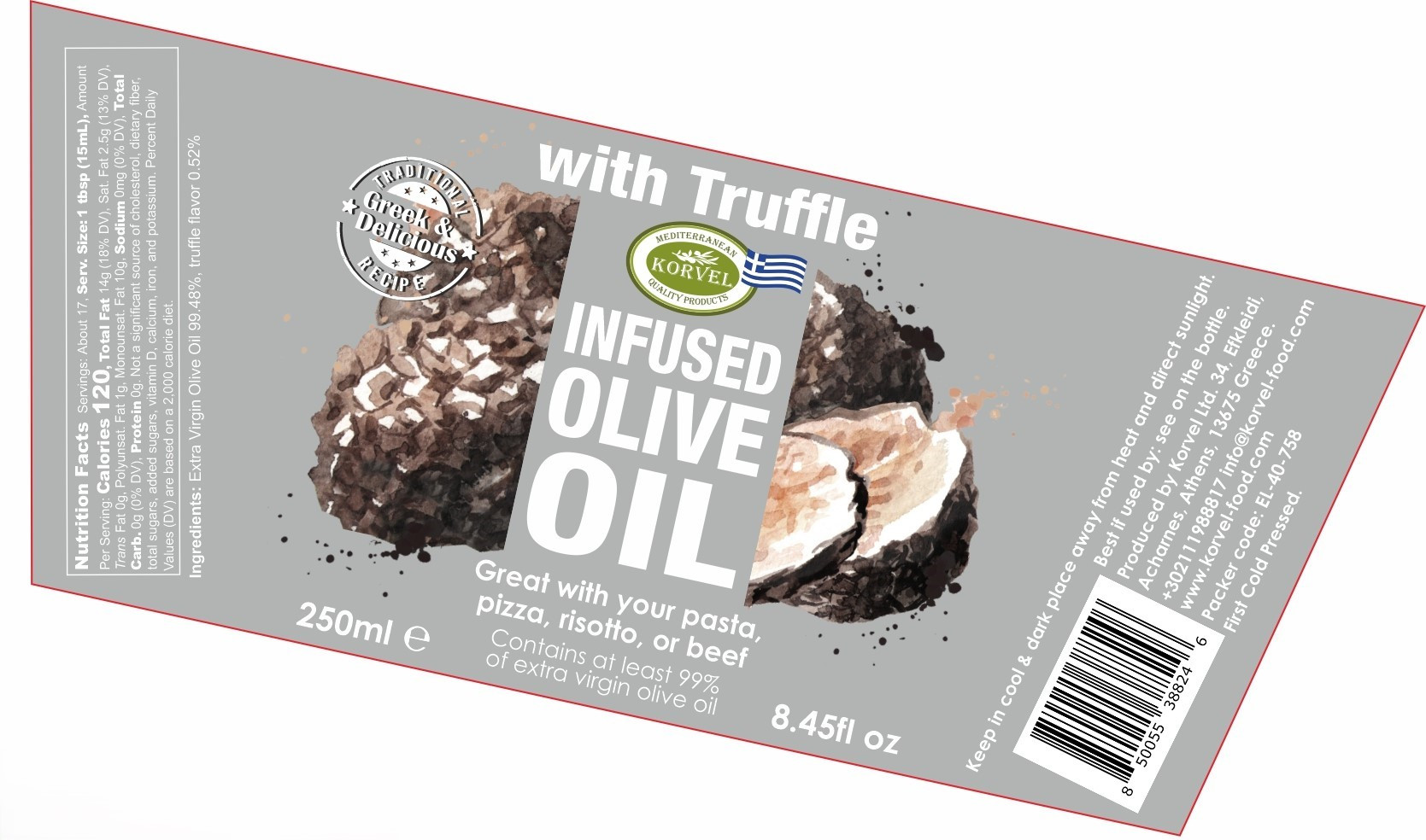 Greek Extra Virgin Olive Oil with Truffle Flavor - KORVEL